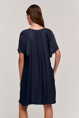 Suzanna satin viscose dress in ink back.