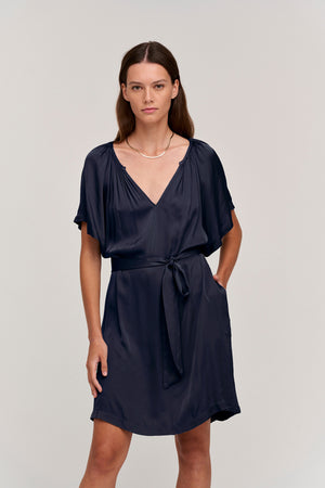 Suzanna satin viscose dress in ink.