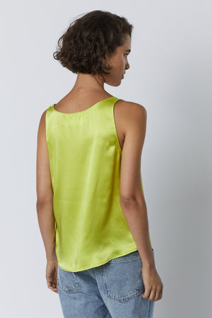 Nolita Tank Top in lime green with blue denim back