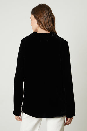 Jordy Silk Velvet Collar Top in black back