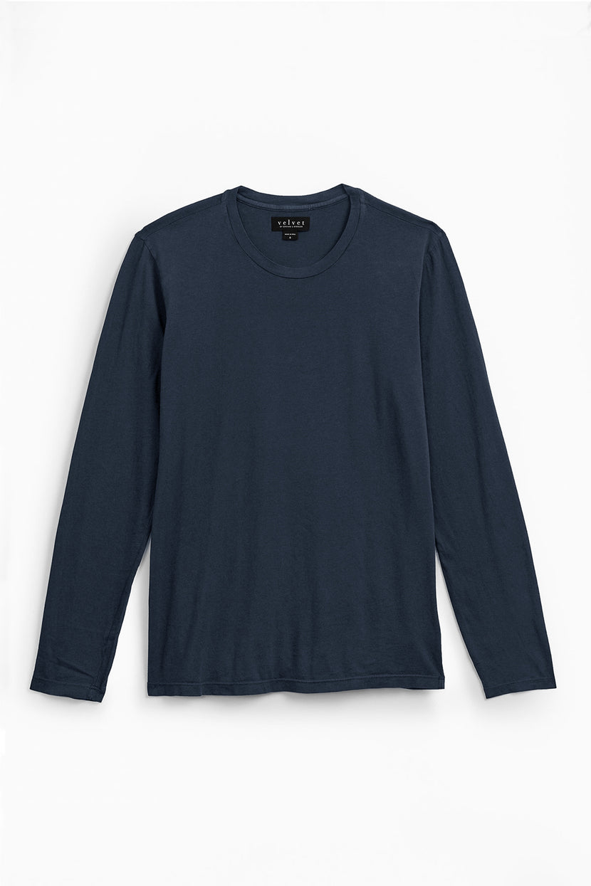 Skeeter Crew Neck Long Sleeve Tee in midnight flat