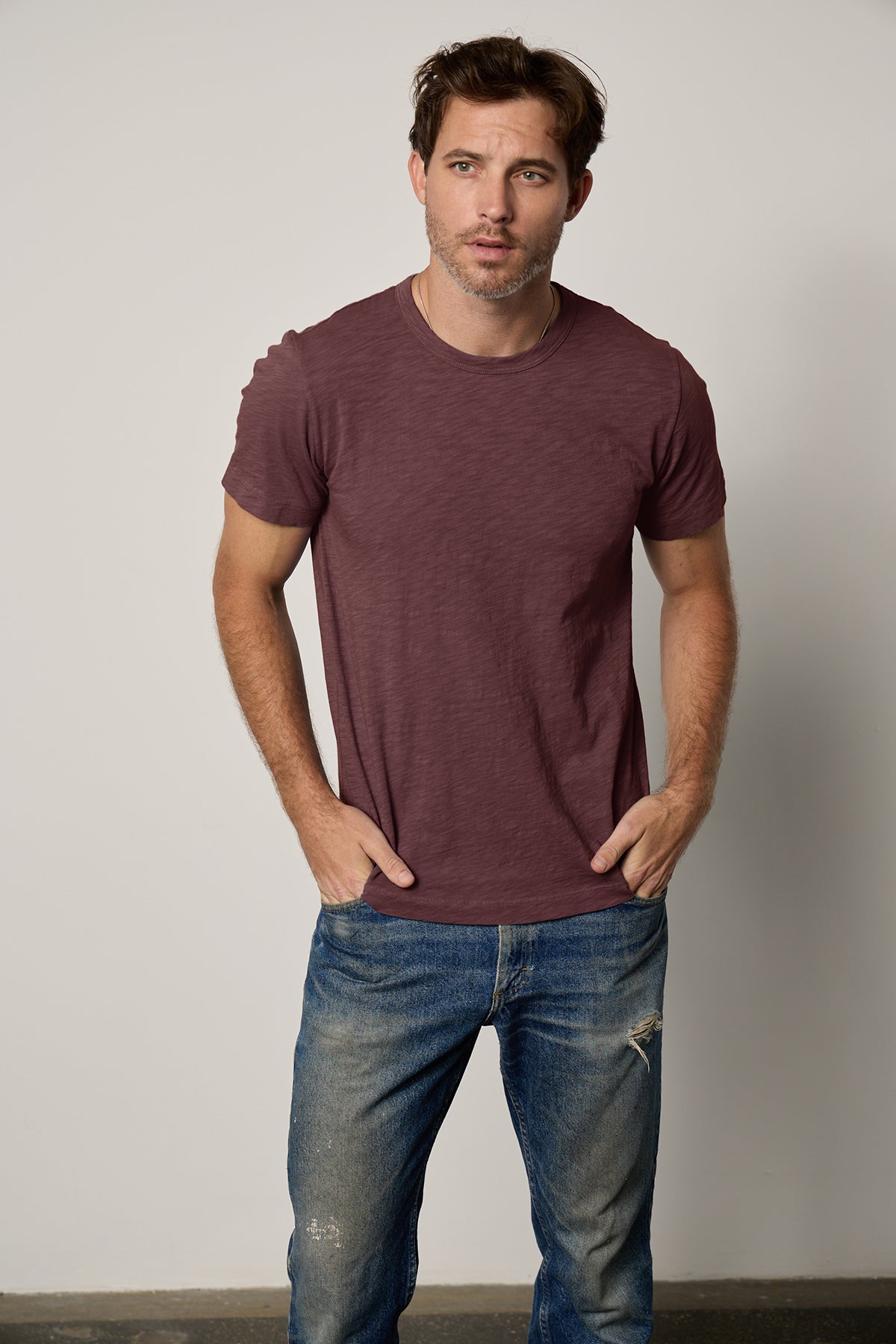 Amaro Crew Neck Slub Tee in barrel front-25792840728769
