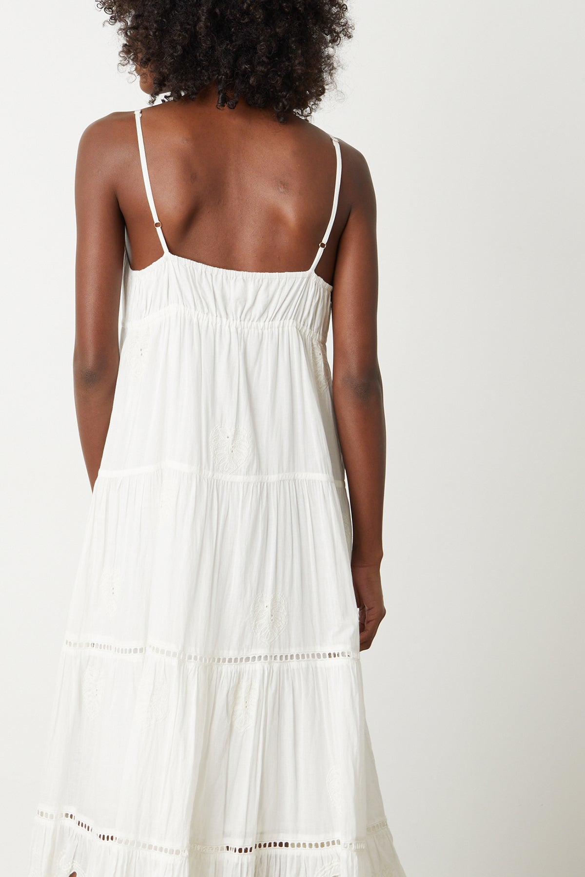   Michelle Maxi Dress in ivory embroidered cotton back detail 