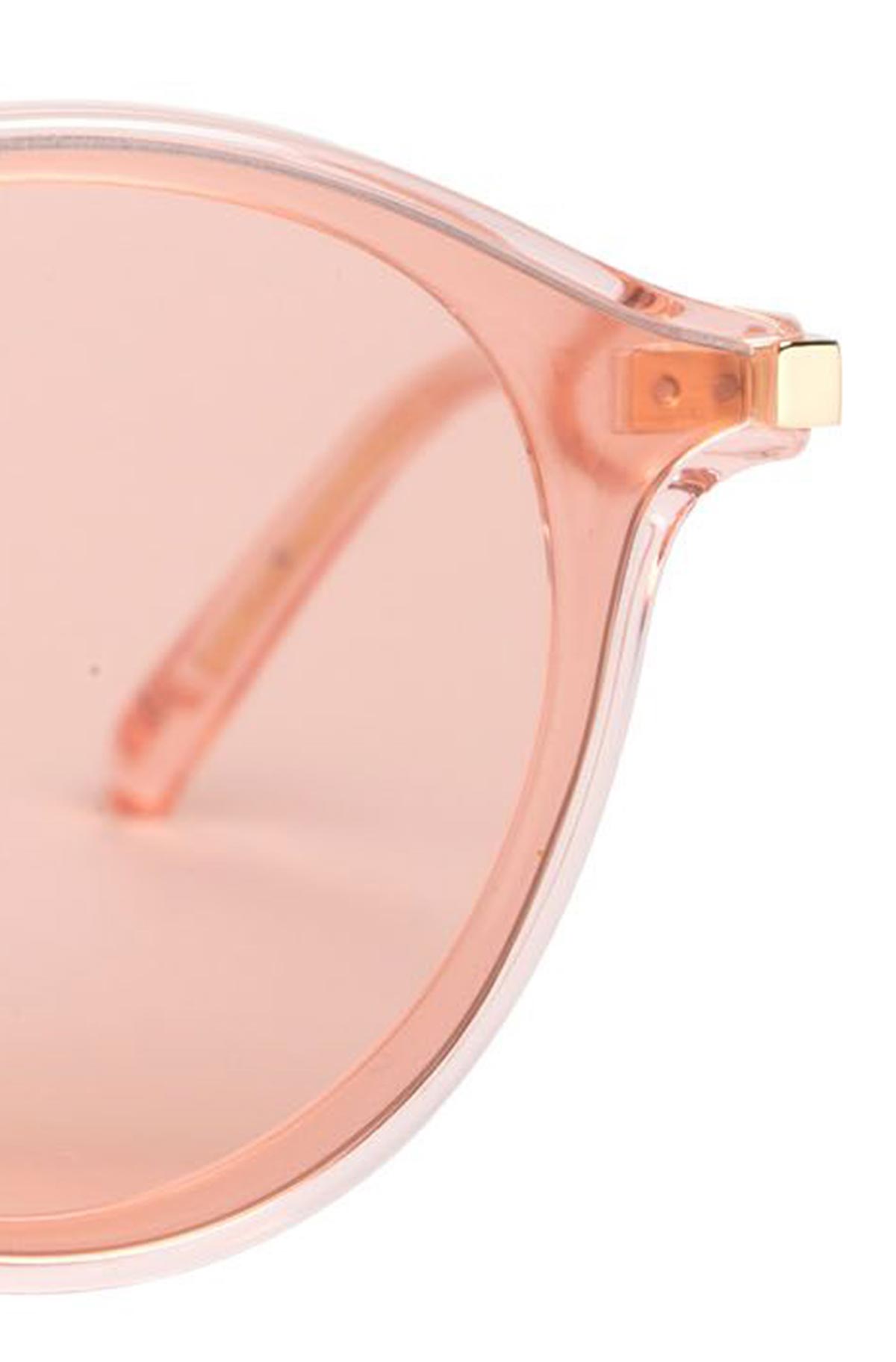   A pair of Bonnie Clyde pink sunglasses with frames on a white background. 