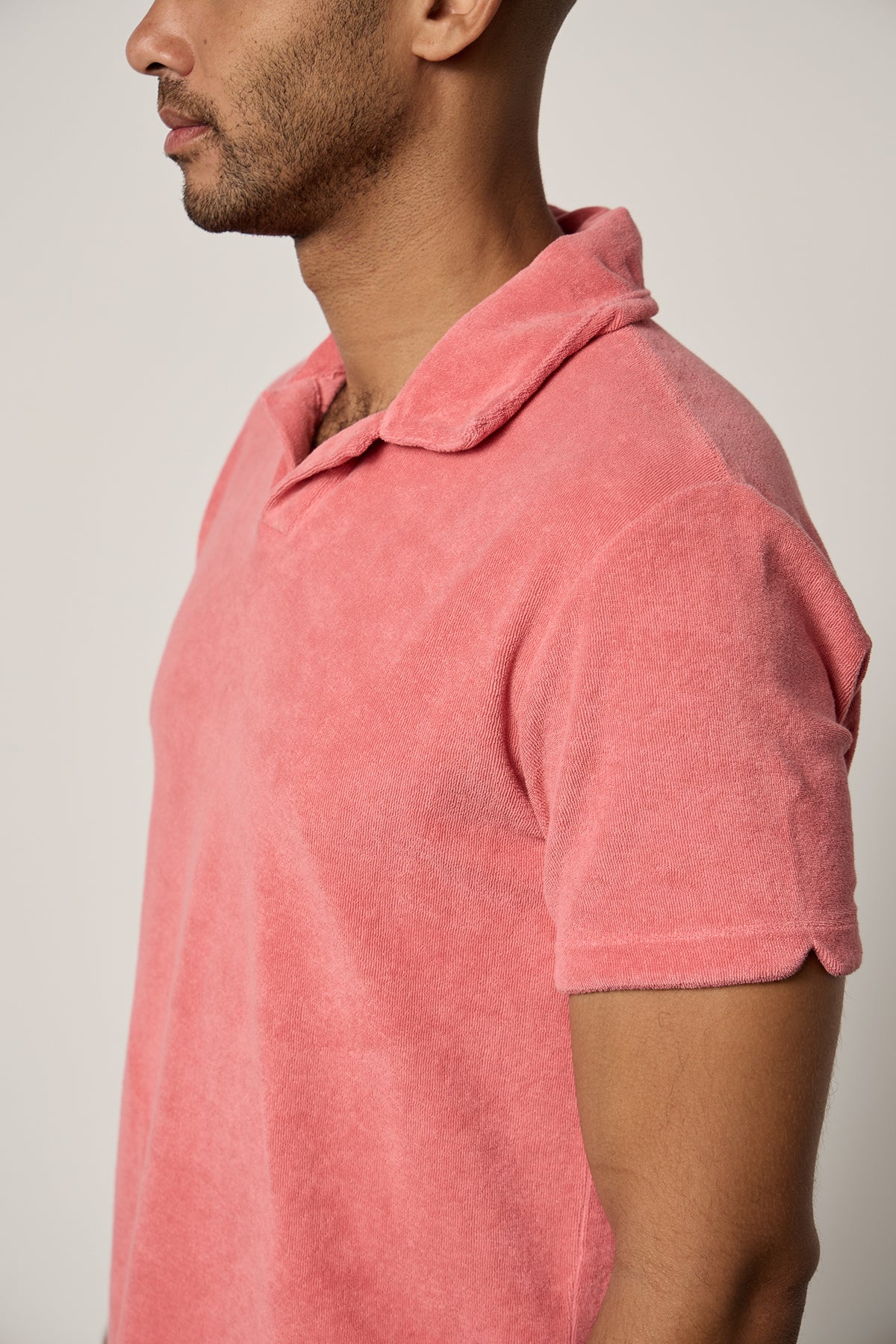 a man wearing a Velvet by Graham & Spencer BORIS TERRY POLO shirt.-26266324730049