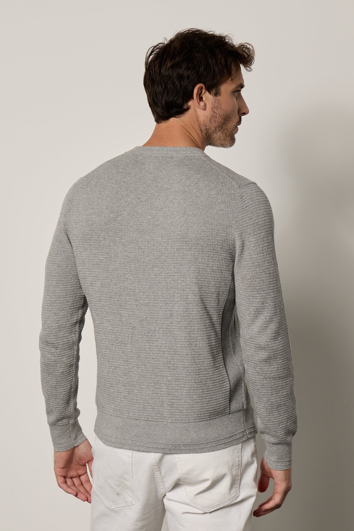   Ace Thermal Crew in heather grey with white denim back 