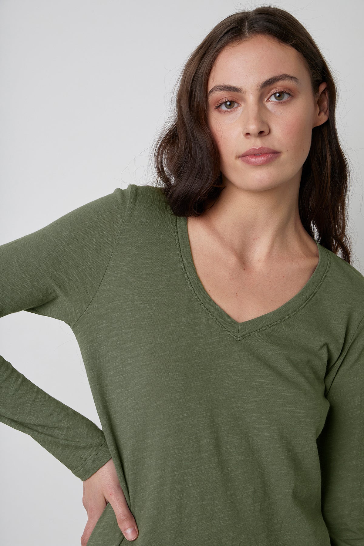 Blaire Tee Olive Front Detail-23854240006337