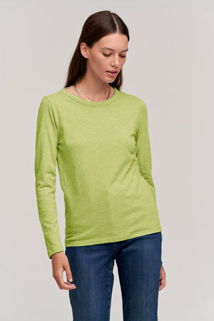Velvet Exclusive Lizzie Original Slub Longe Sleeve Tee in Citron front 2