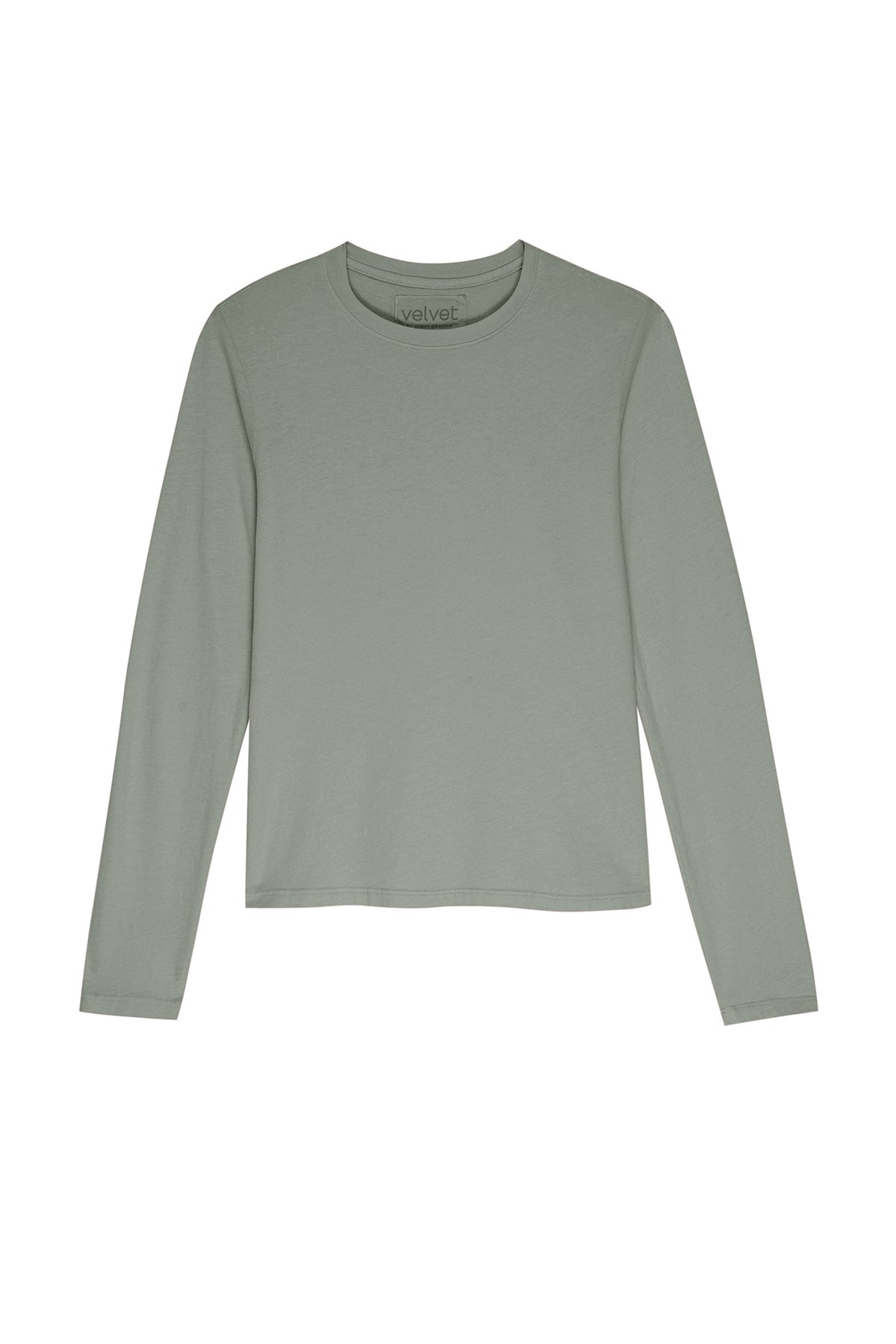 the Velvet by Jenny Graham women's long-sleeved sage green VICENTE TEE sweatshirt.-24427644158145