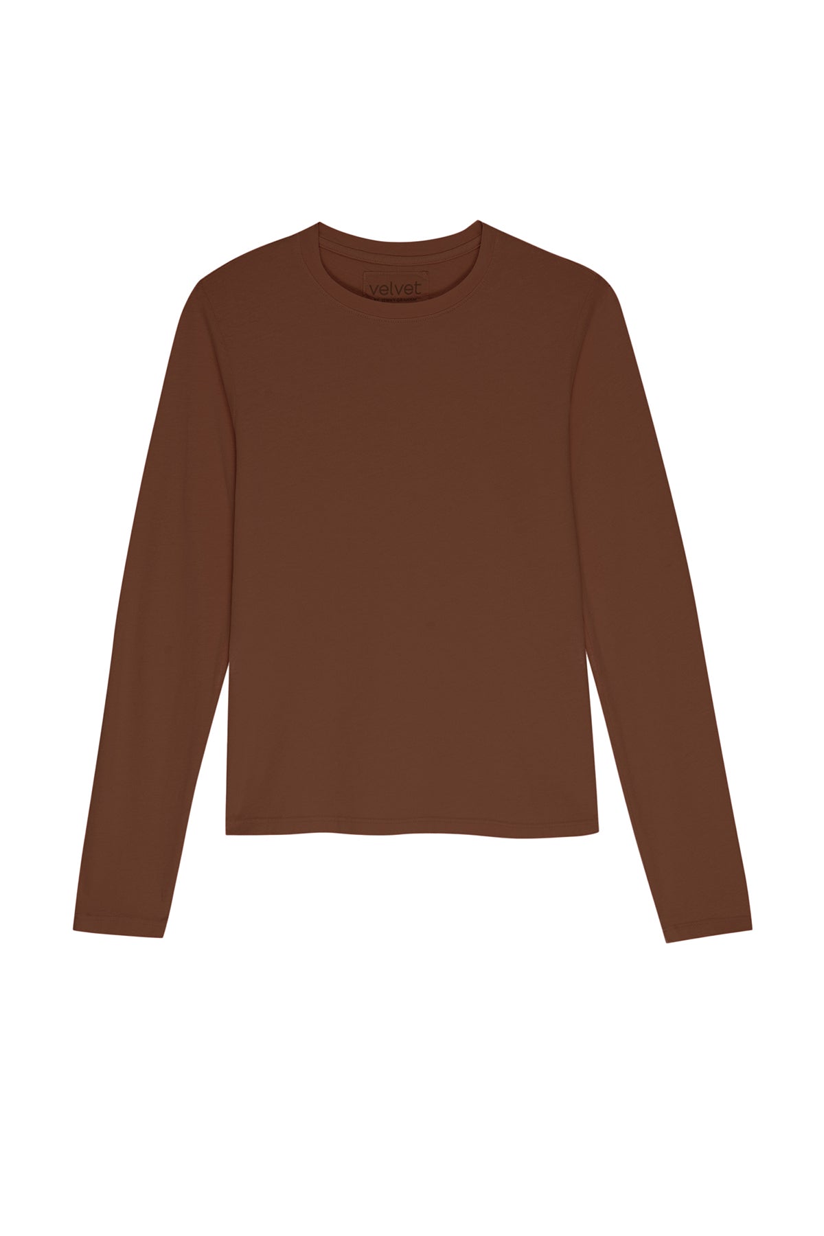 a brown long-sleeved VICENTE TEE by Velvet by Jenny Graham.-24427644190913
