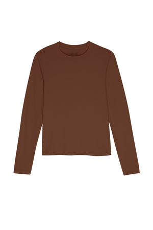 a brown long-sleeved VICENTE TEE by Velvet by Jenny Graham.