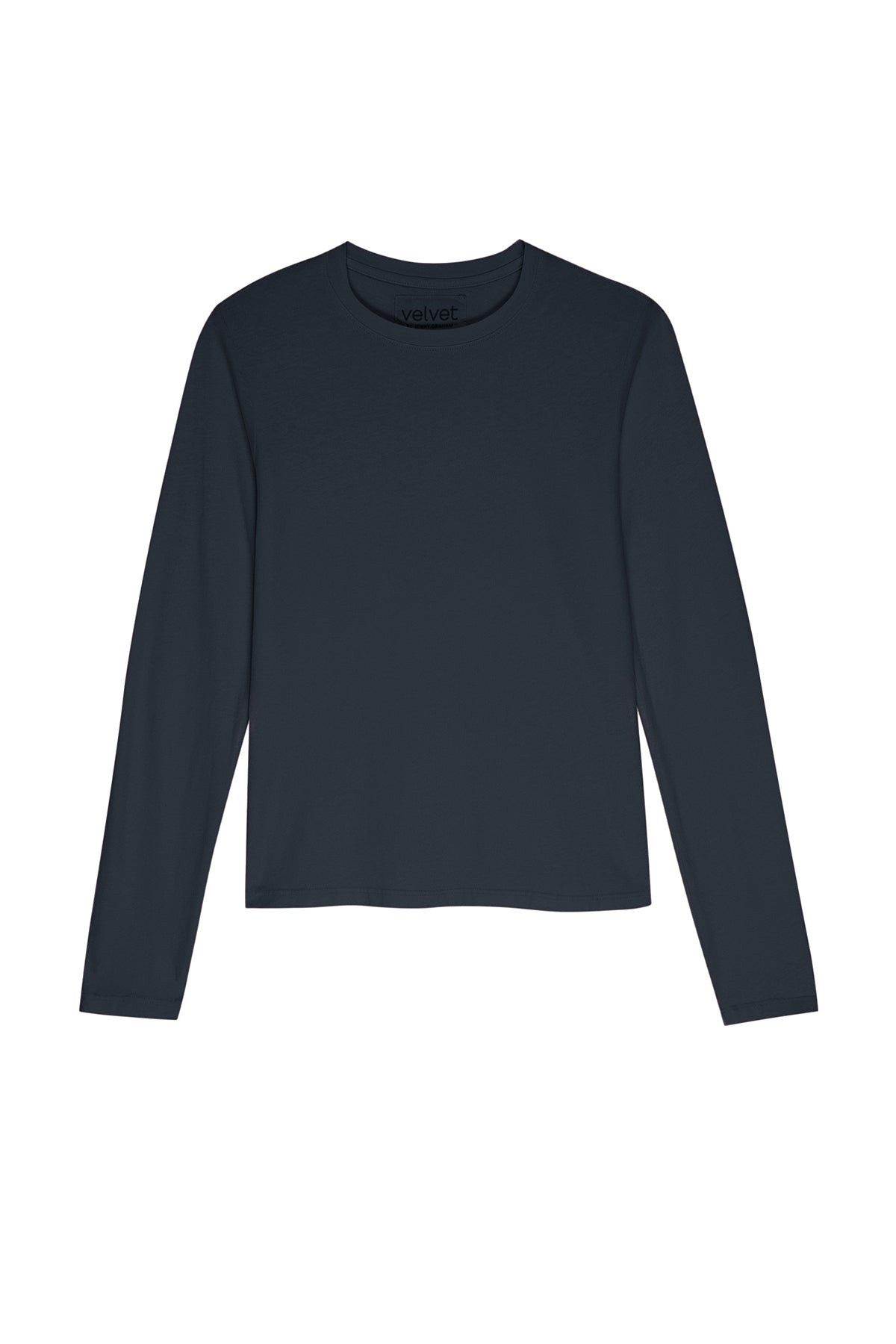 a black long-sleeved cropped VICENTE TEE by Velvet by Jenny Graham.-24427644223681