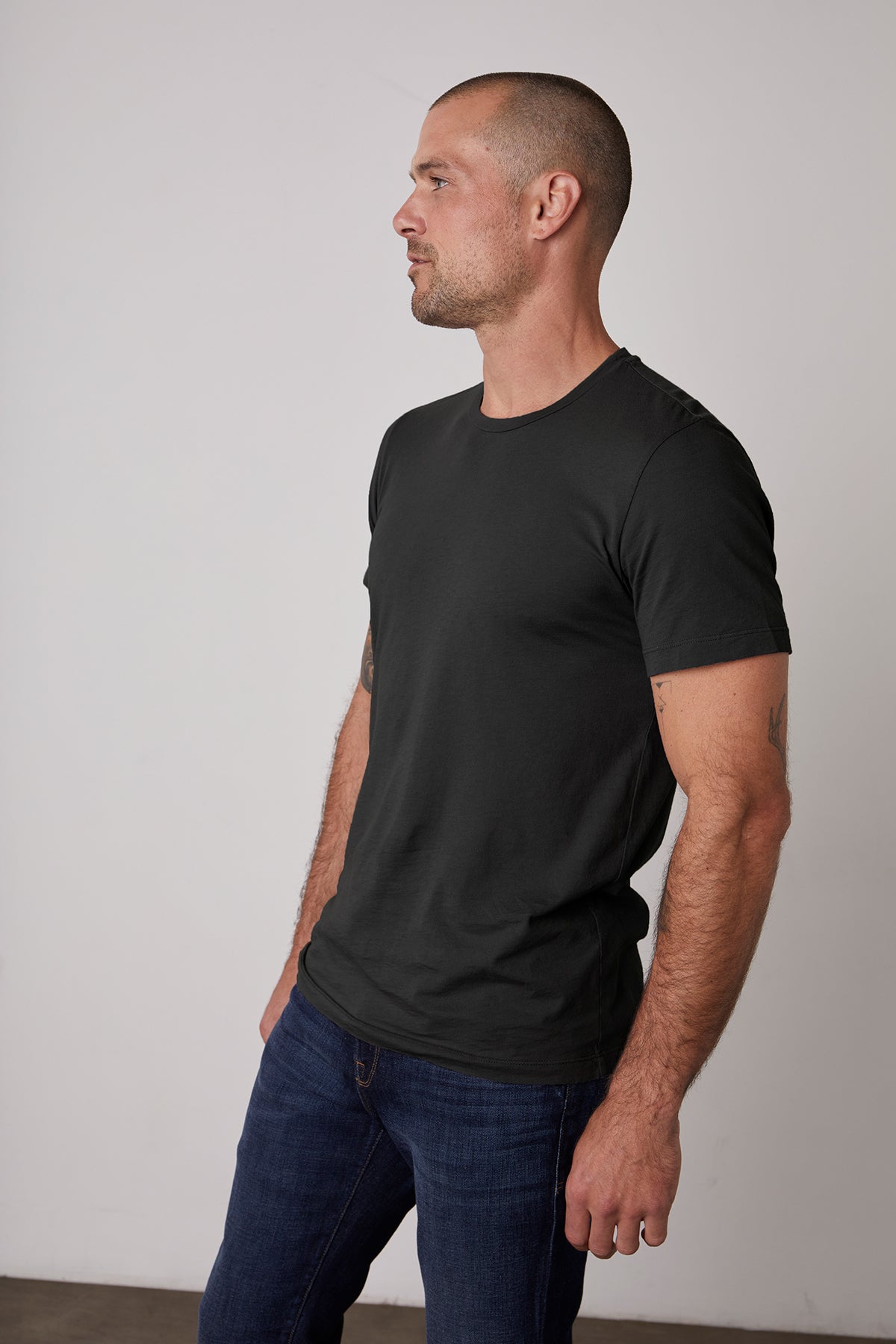 howard crew neck tee in exhaust side and front-24792243863745