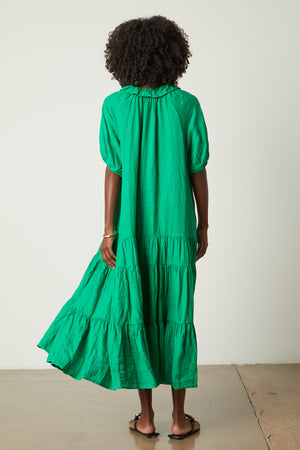 Karina dress untied in bright green jade back