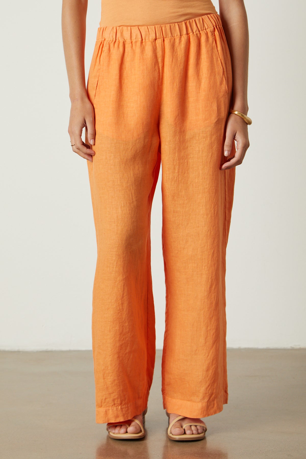 Lola pant in orange heat linen front-26022719389889