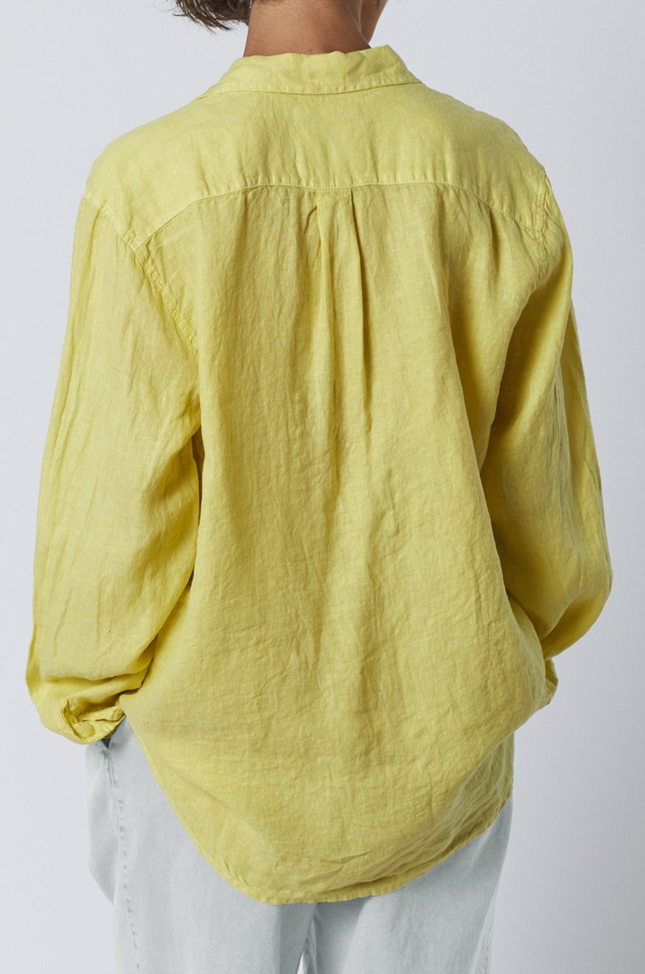 Mulholland Button Up Linen Shirt in lemon with Temescal Pant in candle back-26002914640065