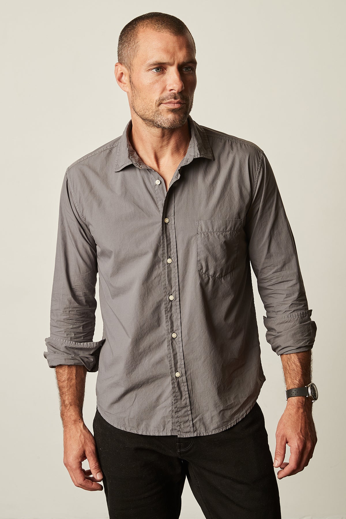   Brooks button up woven shirt in carbon front 