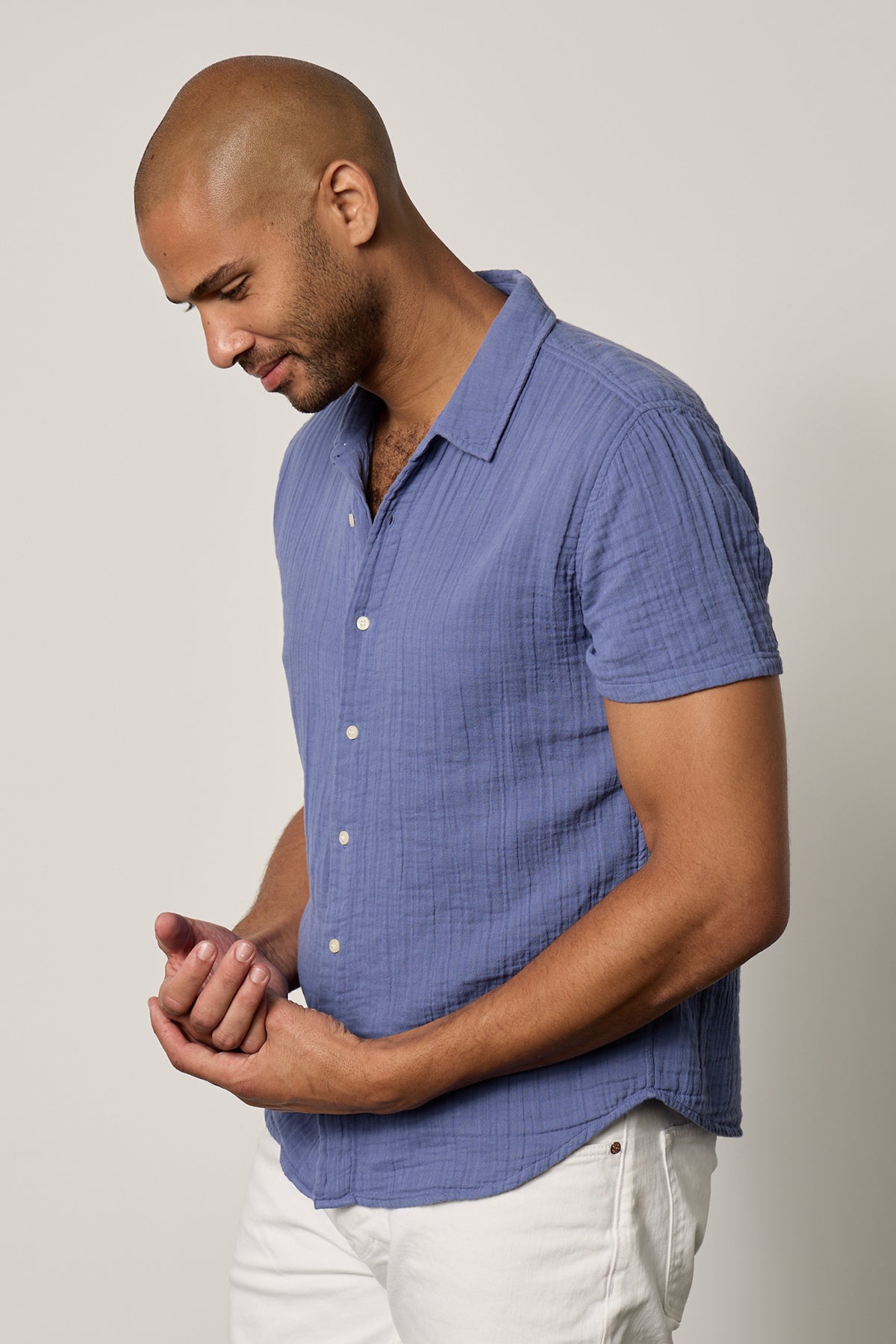   Christian Shirt in citadel blue with white denim front & side 