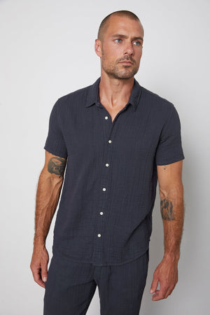 Christian Button Up Shirt in Ink Front