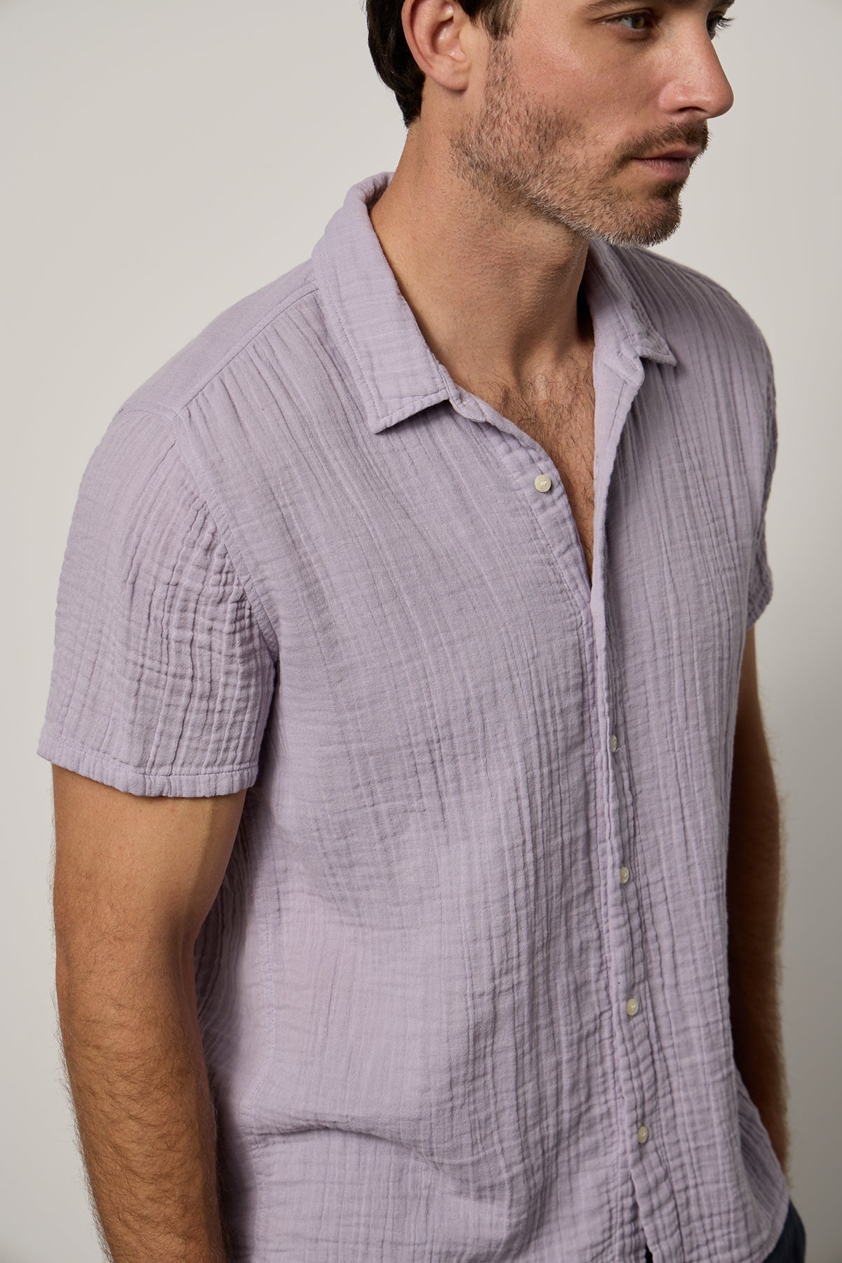 Christian Shirt in lilac close up front-26266329579713