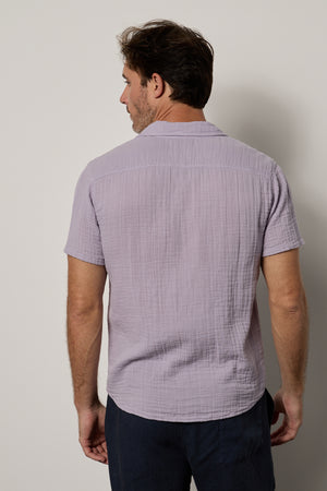 Christian Shirt in lilac with Vann pants in navy back
